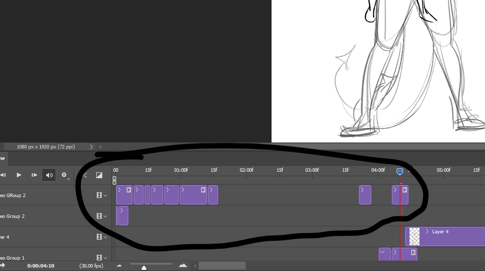 A screenshot of the adobe photoshop animation timeline.